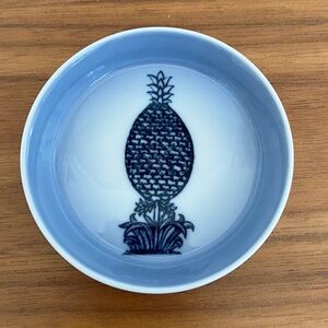 ROYAL COPENHAGEN Vintage Pineapple Blue White Small Trinket Dish Made 1968